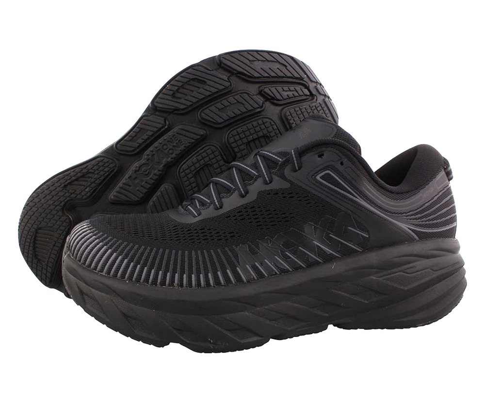 Hoka One One Bondi 7 Mens Running Shoes Black Size 8
